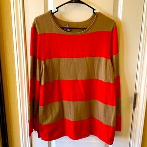 J. Jill Size L Sweater Peach and Brown Striped